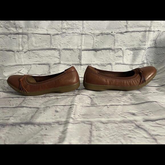 Clarks Collection Leather Ballet Flats Meadow Rae Tan Leather Women’s Size 8 - Picture 5 of 9